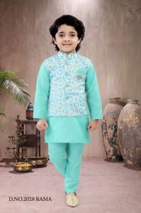 0-14 Years Boys Rama Color Kurta Pajama Set