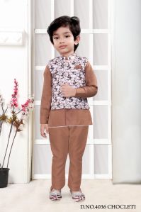 0-2 Years Boys Brown Kurta Pajama Set