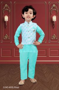 0-2 Years Boys Firozi Kurta Pajama Set