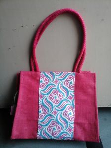 Ladies Printed Jute Handbag