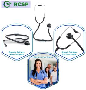 RCSP Acoustic Stethoscope For Medical Students, Doctors & Nurse with Attractive Colour, lightweight Aluminium anodizing Chest Piece with Flexible