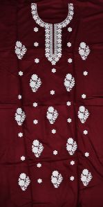 Maroon White Embroidery