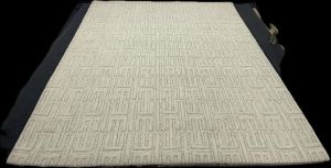 Ivory Silver Woven Knotted Wool Rug