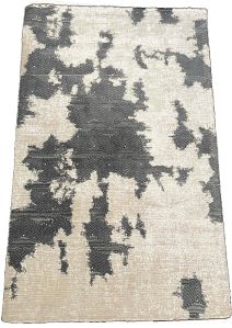 White and Grey Rectangular Woolen Carpet