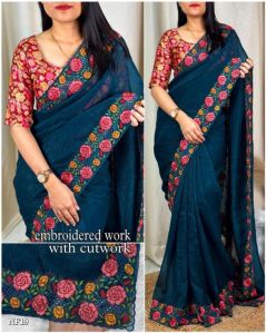 organza crush saree