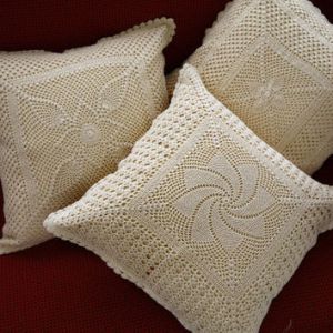 hand crochet lace cushion covers