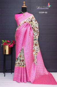 digital print dola silk saree