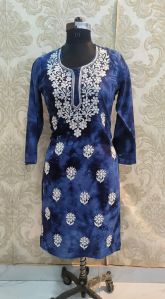 chikankari lucknowi embroidered kurti