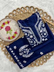 Seva Chikan Hand Embroidered Lucknowi Kurti