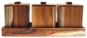 tea coffee sugar box wood tray