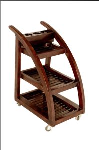 Round wooden spa trolley