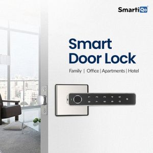 SmartiQo Fingerprint Passcode Handle Door Lock (Silver)