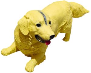 YELLOW DOG POLYRESIN STATUE 8 INCHS