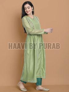 Light Green Chanderi Silk Kurti with Pant