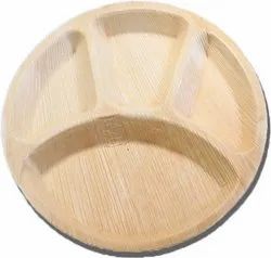 4 Partition Round Areca Leaf Plate