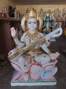 Multicolor Marble Saraswati Mata Statue