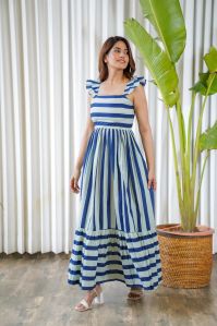 Thick blue stripped maxi dress