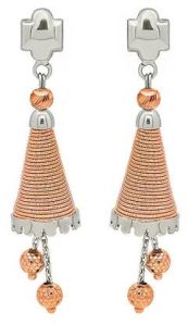 Two Tone Rose Gold Swirl Dangling Earrings