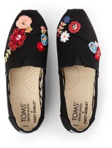 TOMS X Fizzy Goblet Resham Embroidered Midnight Garden Slip Ons