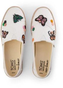 TOMS X Fizzy Goblet Satin Butterfly Sweetheart White Espadrilles