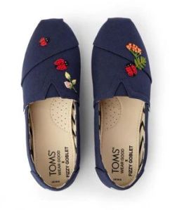 TOMS X Fizzy Goblet Zardozi Ladybird Navy Slip Ons