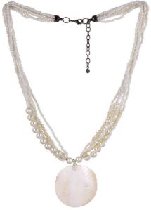 White Pearl Layered chain Necklace