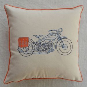 Retro Bike Cotton Canvas Cushion Cover