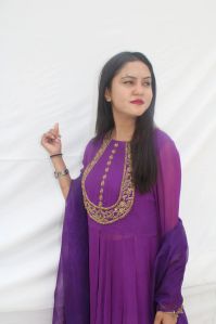 Purple Gorgette Hand Embroidered Anarkali Suit Set