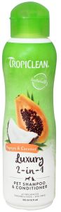 TropiClean Luxury 2-in-1 Dog & Cat Shampoo & Conditioner Papaya & Coconut 355 ml