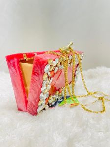 Resin Stone Studded Clutch Bag