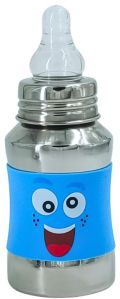 Voik Vega Silicone Sleeve Blue Smile Print Baby Feeding Bottle 140ml