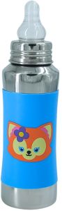 Voik Vega Silicone Sleeve Blue Cat Print Baby Feeding Bottle 240ml