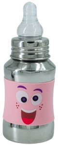 Voik Vega Silicone Sleeve Pink Smile Print Baby Feeding Bottle 140ml