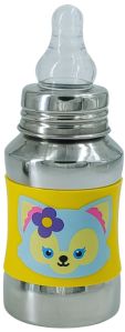 Voik Vega Silicone Sleeve Yellow Cat Print Baby Feeding Bottle 140ml