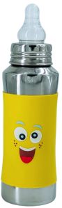 Voik Vega Silicone Sleeve Yellow Smile Print Baby Feeding Bottle 240ml