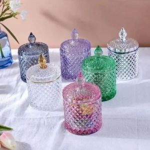 Diamond Cut Glass Jar