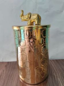 Glass Jar With Elephant Lid