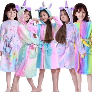 Girls Unicorn Theme Hooded Bathrobe