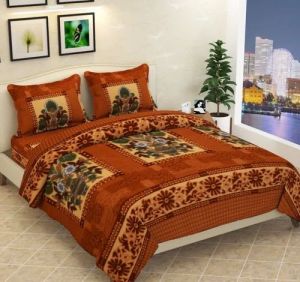 Brown Printed Woolen Single Bed Sheet