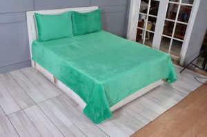 Plain Green Woolen Double Bed Sheet