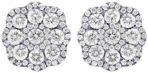 White Gold 10k Stunning Round Diamond Earrings