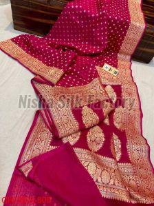 Banarasi Semi Georgette Soft Silk Saree With Matar Booti