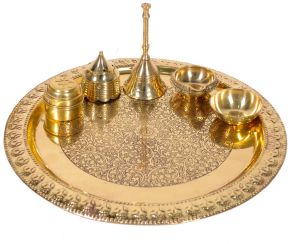 JYOTI ENTERPRISES BRASS POOJA THALI 6 PEACE SET