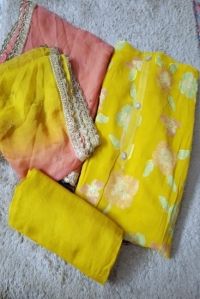 Ladies Yellow Unstitched Suit