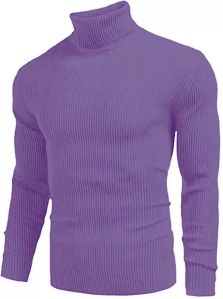 Mens Purple High Neck Sweater