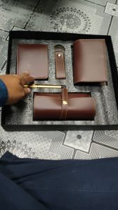 Mens Brown Pu Leather Gift Set