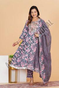 Printed Rayon Kurti Pant with Dupatta