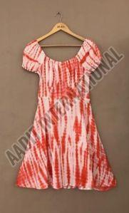 Red and White Beach Tie Dye Dress