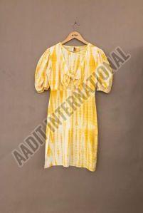 Yellow and White Tie Dye Beach Dress