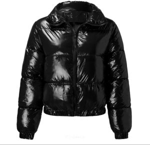 Women Black Shiny Puffer Jacket